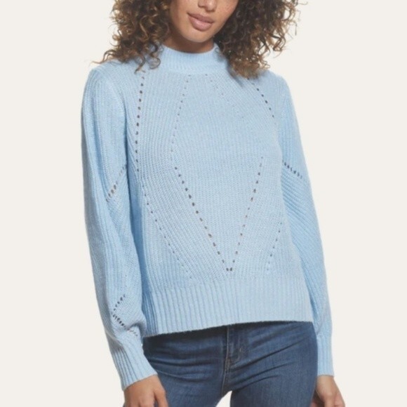 NEW Weatherproof Light Blue Balloon Sleeve Sweater - Picture 5 of 12